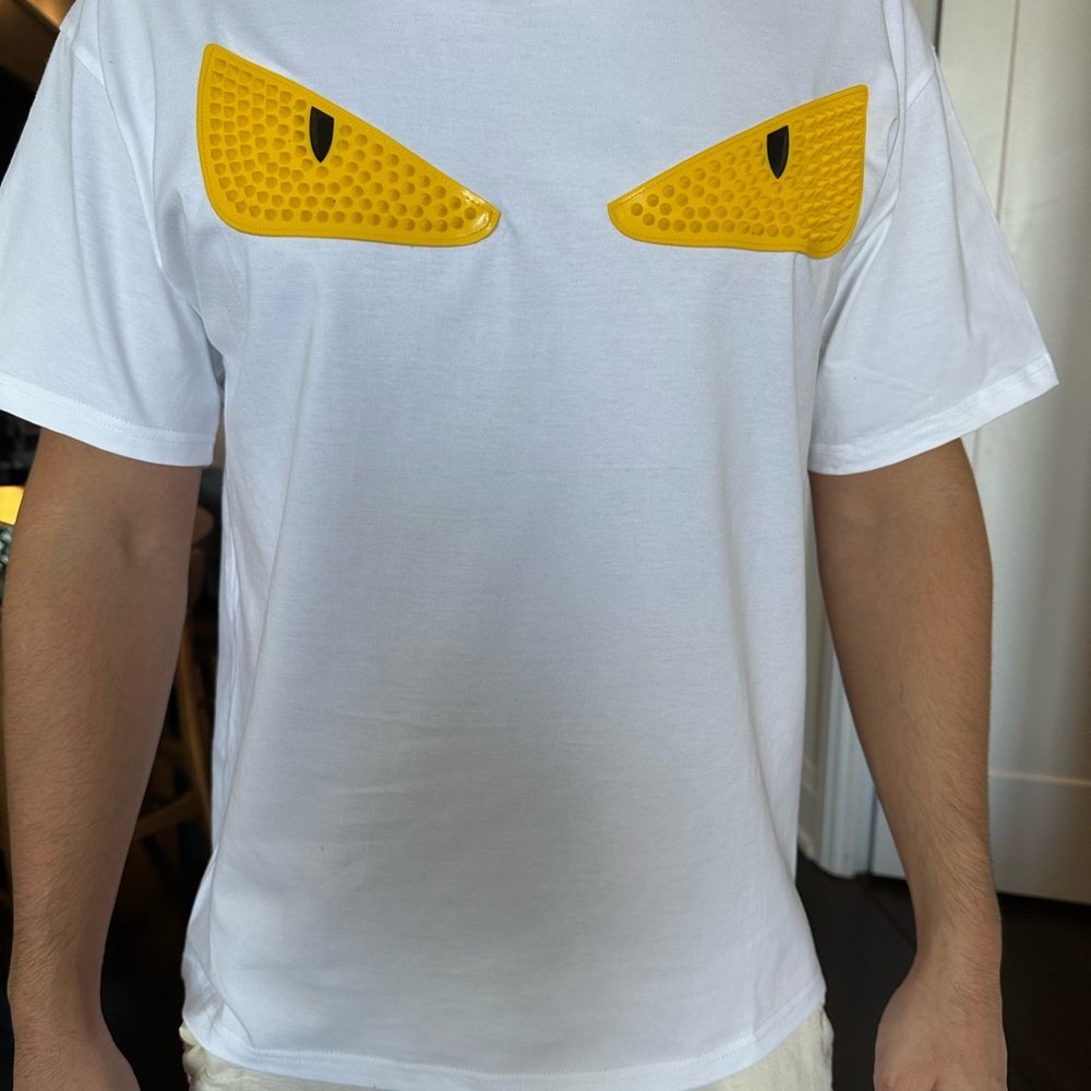 Fendi White Tee with Yellow Accents